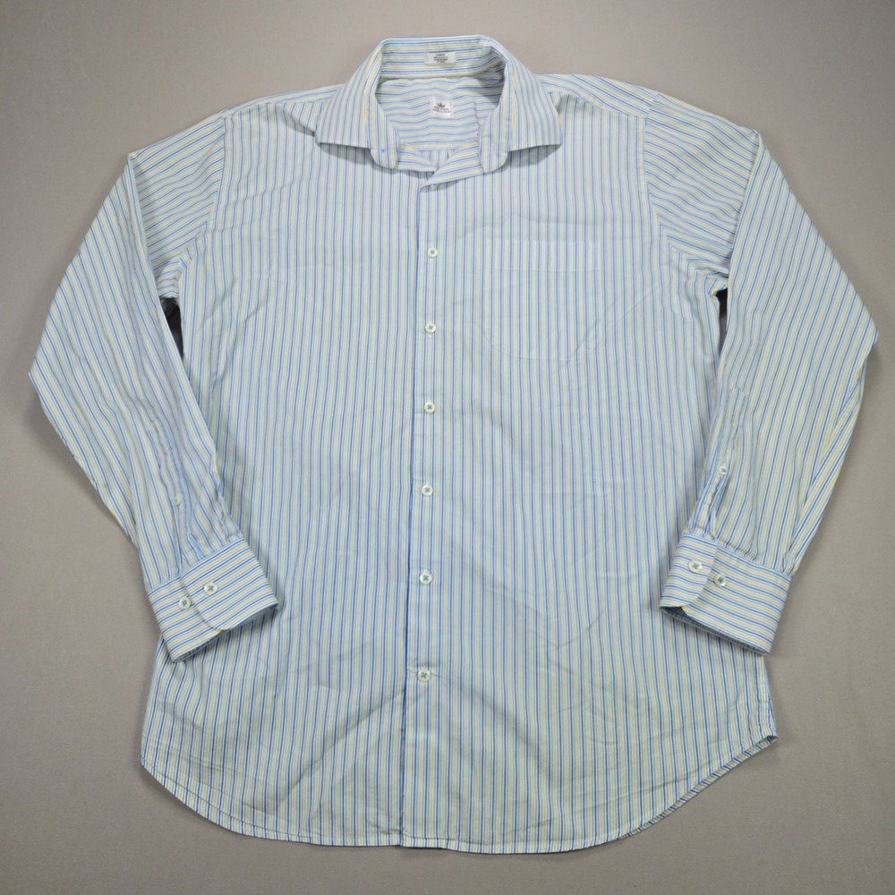 Peter Millar Button Down Shirt Nanolux Striped Blue Mens Size Large